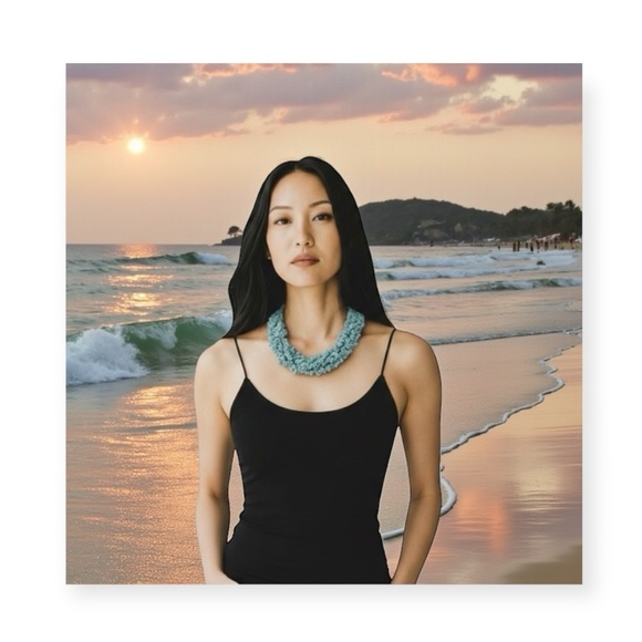 new Larimar Dolphin Stone Collar Necklace ❤︎ Woven Chips ❤︎ Stones Gems Crystals - Picture 1 of 16